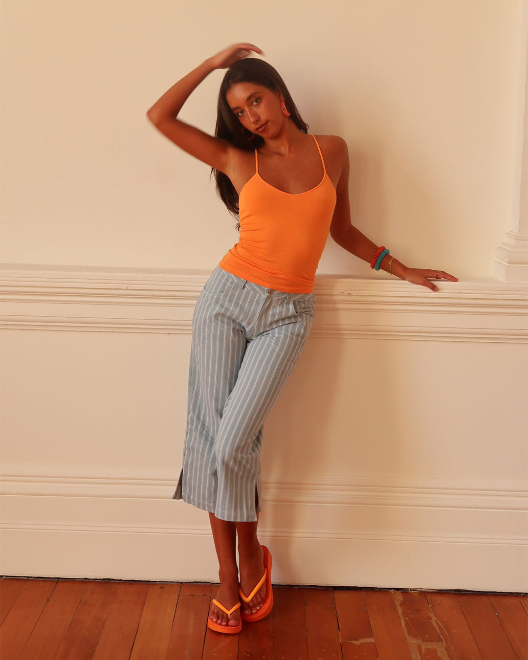 Miki women's singlet top with tapered v strap back and butterfly knit